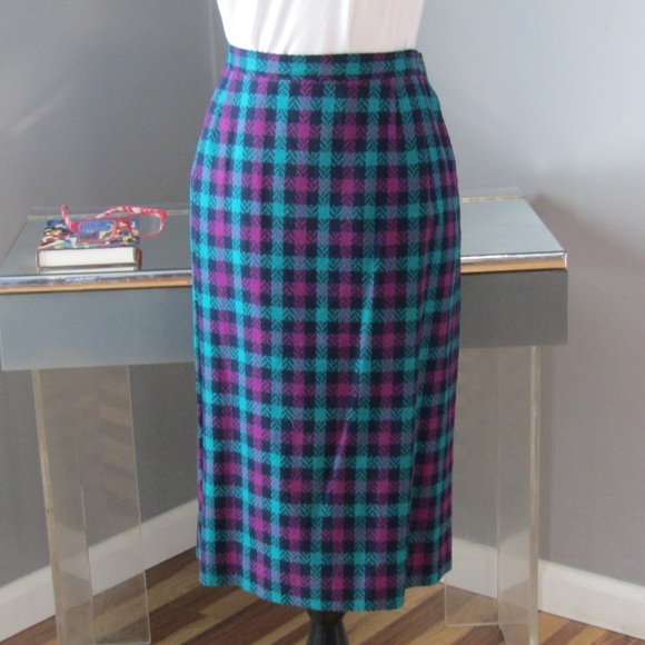 Vintage Pendlleton Teal & Violet Wool Skirt Suit - Picture 5 of 7